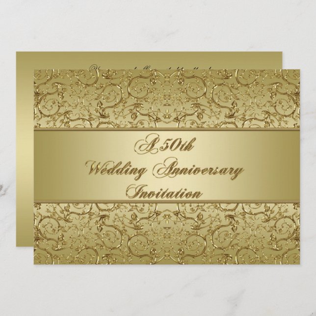 Blüh Golden 50. Hochzeitstag Einladung (Vorne/Hinten)