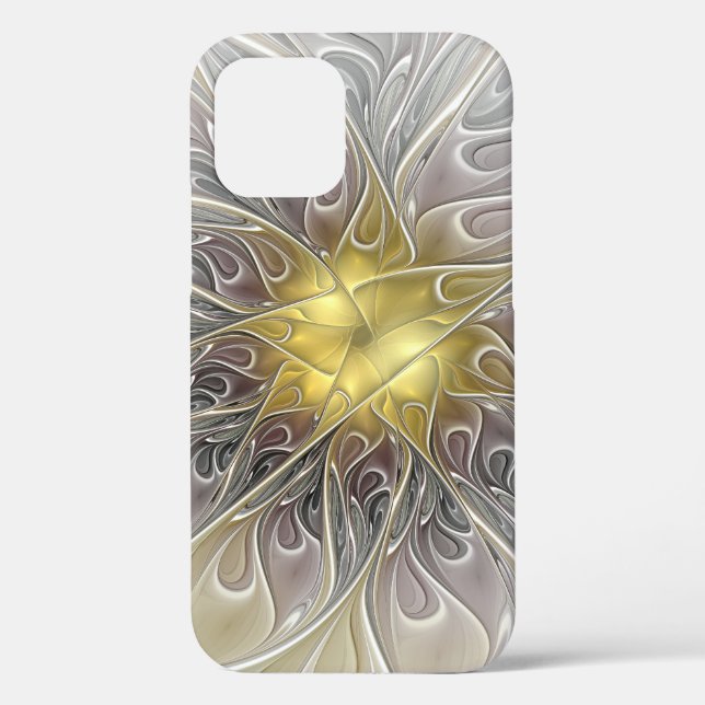 Blüh mit Gold Moderne Abstrakte Fraktal Blume Case-Mate iPhone Hülle (Rückseite)