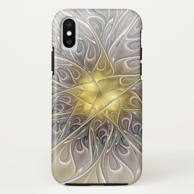 Blüh mit Gold Moderne Abstrakte Fraktal Blume Case-Mate iPhone Hülle (Rückseite)