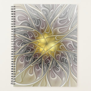 Blüh mit Gold Moderne Abstrakte Fraktal Blume Planer
