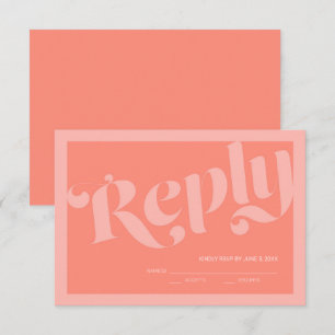 Blüh Typografie Coral Lmon Wedding RSVP Karte