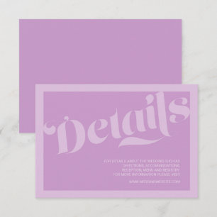 Blüh Typografie Lavender Lilac Wedding Details Begleitkarte