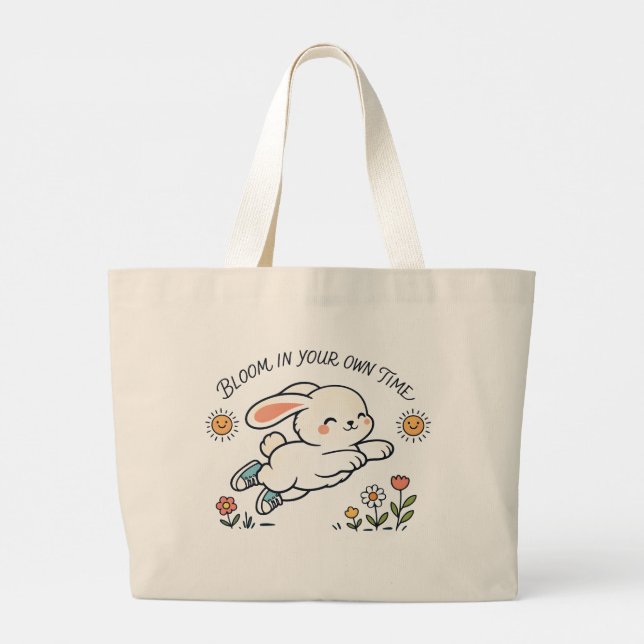 Blühe in Deiner Eigenen Zeit Bunny-Tasche Jumbo Stoffbeutel (Rückseite)