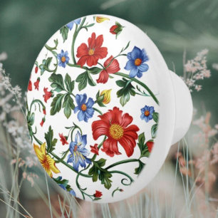 Blühe Kühn Farbiger Blumenkeramik-Schubladengrif Keramikknauf