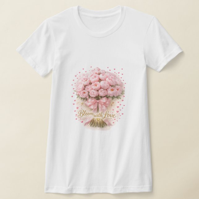 Blühe mit Liebe, rosa Pfingstrosen Blumen romantis T-Shirt (Ablage )