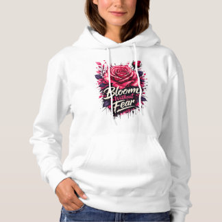Blühe ohne Angst Pink Rose Floral Damen Hoodie