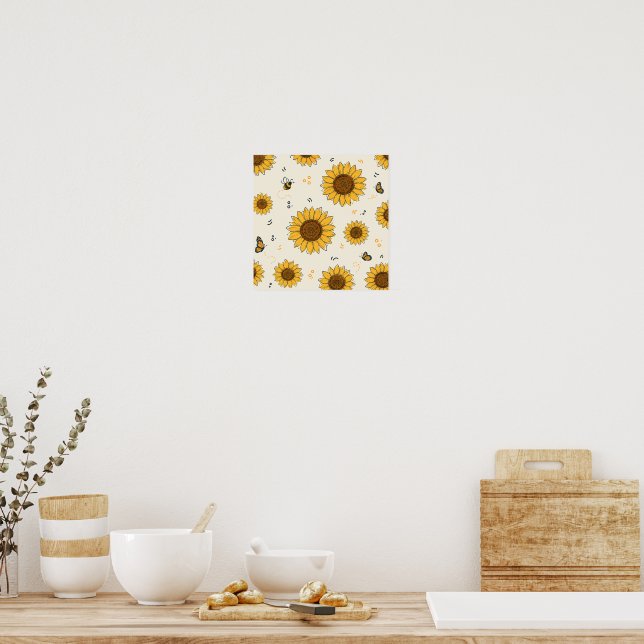 Blühe wie eine Sonnenblume Poster (Küche)