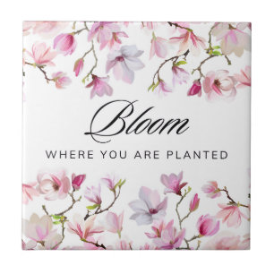 Blühe, wo du gepflanzt bist - rosa Magnolie Fliese
