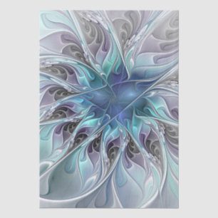 Blühen Abstrakt Moderne Fraktalblume Mit Blau Seidenpapier