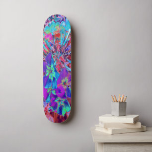 Blühen Abstrakte Lila und blaue Blume Skateboard