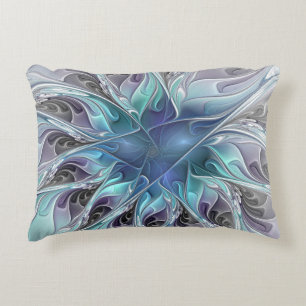 Blühen abstrakte moderne fraktale Blume mit Blau Zierkissen