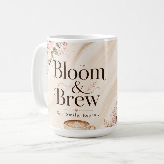 Blühen & Brühen Blumen-Kaffeetasse. Kaffeetasse (Vorderseite Links)