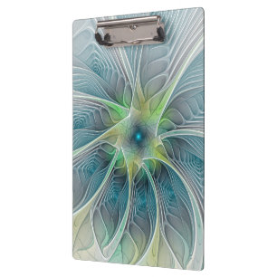 Blühen Fantasy Modern Blue Green Fraktal Blume Klemmbrett