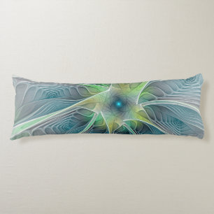 Blühen Fantasy Modern Blue Green Fraktal Blume Seitenschläferkissen