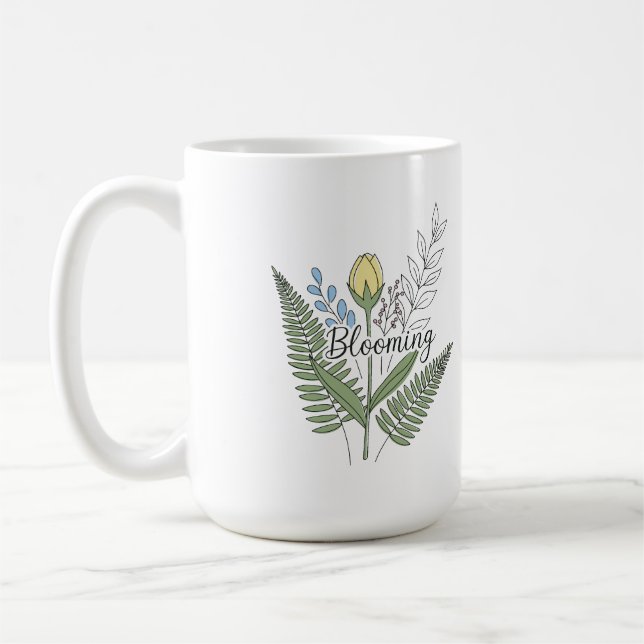 "Blühen", floral und botanisch Kaffeetasse (Links)