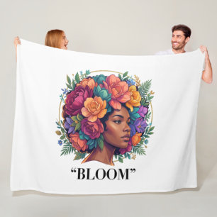 Blühen Inspirierende schwarze Frau Blumen-Afro Fleecedecke