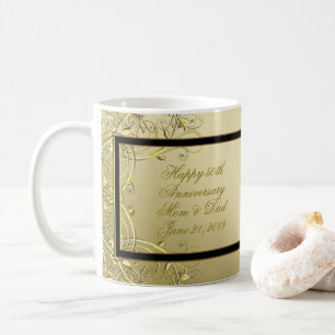 Blühen Sie Hochzeits-Jahrestag des Goldschwarz-50. Kaffeetasse