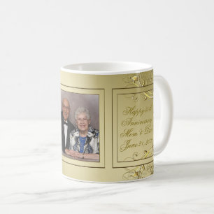 Blühen Sie Hochzeits-Jahrestags-Foto des Gold50. Kaffeetasse