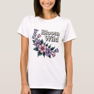 Blühen Sie Wild Retro-Blumen-T-Shirt Handgezeich T-Shirt