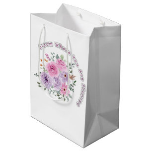 Blühen, wo du gepflanzt bist Florales Motivationsz Mittlere Geschenktüte