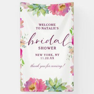 Blühend Chic Röte Florale Hochzeitsdusche Willkomm Banner