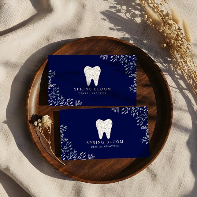 Blühend Dental Tooth Tree Logo Visitenkarte (Blooming Flourishing Dental Tooth Tree Logo Business Card)