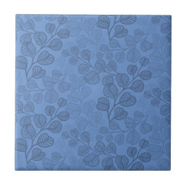 Blühend Leafy-Silhouetten Gentle Serenity Blue Fliese