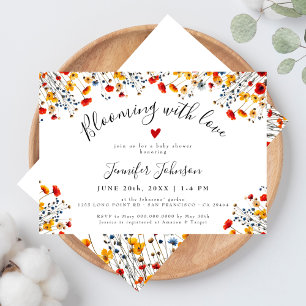 Blühend mit Liebe Chic Blumen Baby Shower Einladung