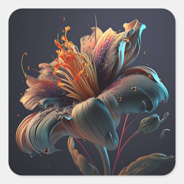 blühend quadratischer aufkleber (Vorderseite)