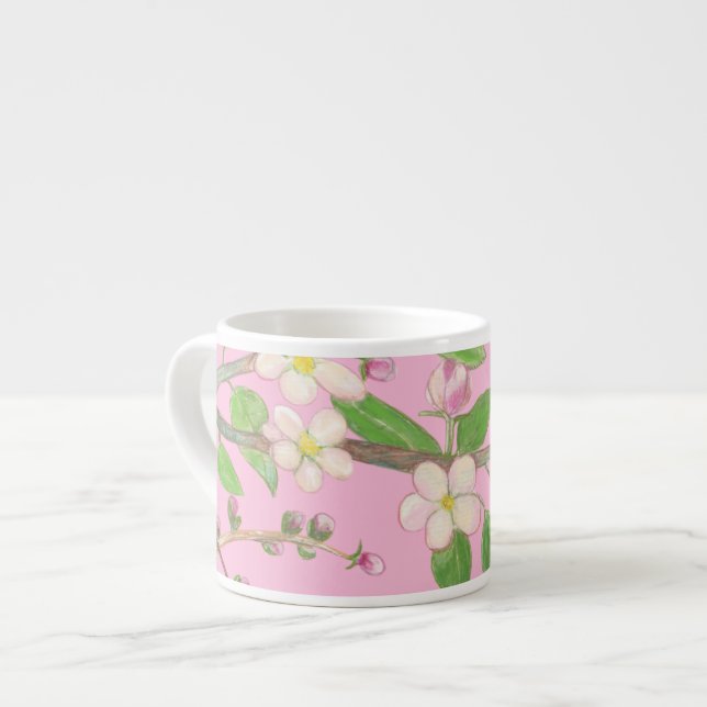 Blühende Apfelbaum-Branch Pastellrosa Espressotasse (Vorderseite Links)