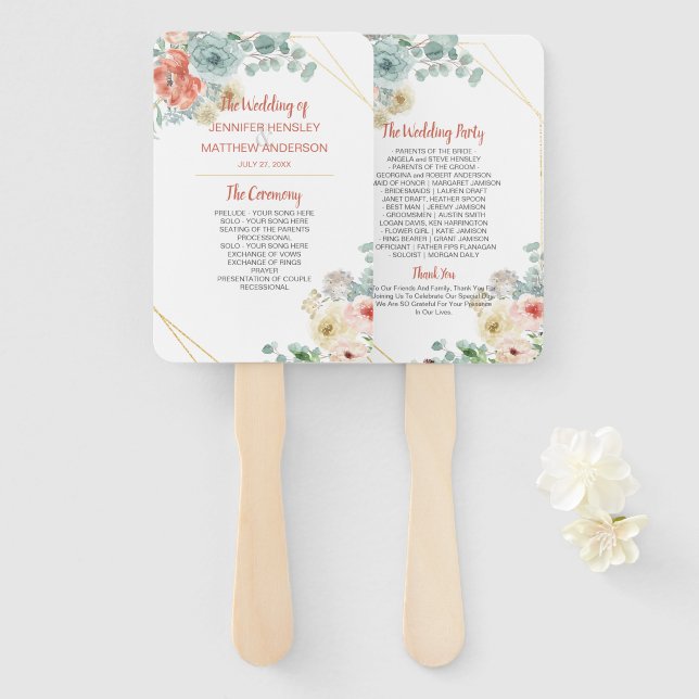 Blühende Apricot-Blütengeometrie Fächer (Vorne und Hinten)