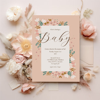 Blühende Babydusche Einladung