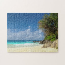 Blühende Bäume am Strand Puzzle