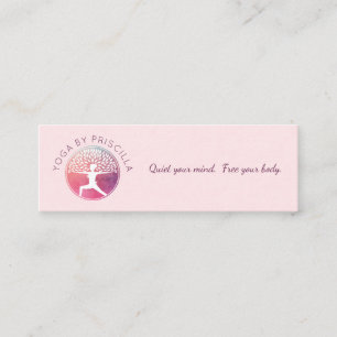 Blühende Bäume Frauen Yoga-Pose Logo Mini Visitenkarte