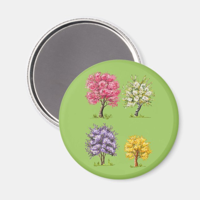 Blühende Bäume, imaginäre Farben. Magnet (Vorderseite/Rückseite)