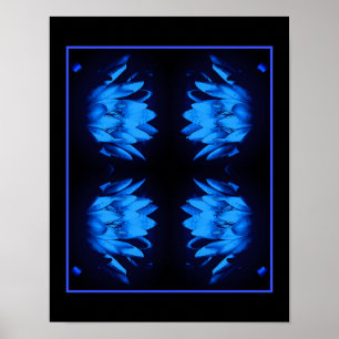 Blühende Blaue Wasserlilie Lotus Blume Abstrakt Poster