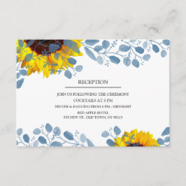Blühende Blue Botanical Wedding Reception Cards Begleitkarte