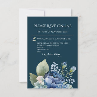 Blühende Blue Floral Watercolor Response Card RSVP Karte