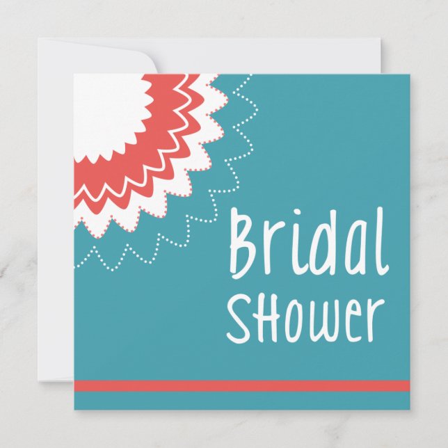 Blühende Blume - Blue & Coral Einladung (Vorderseite)