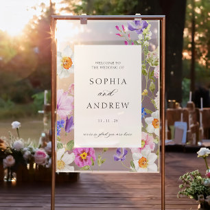 Blühende Blume Hochzeitswillkommen Acrylschild