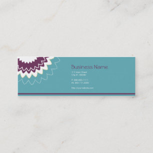 Blühende Blume - lila, aquamarin, Grün Mini Visitenkarte