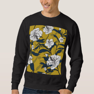 Blühende Blumen: Gelbe Vintage-Nahtlos. Sweatshirt