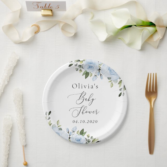 Blühende Blumen, Grünpflanzen, Boho, Babydusche Pappteller (Hochzeit)