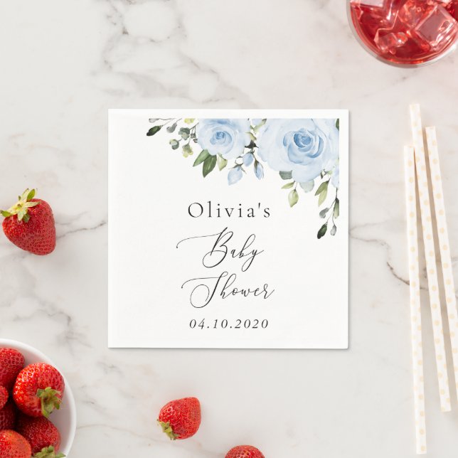 Blühende Blumen, Grünpflanzen, Boho, Babydusche Serviette (Beispiel)