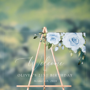 Blühende Blumen, Grünpflanzen, Geburtstagswillkomm Acrylschild