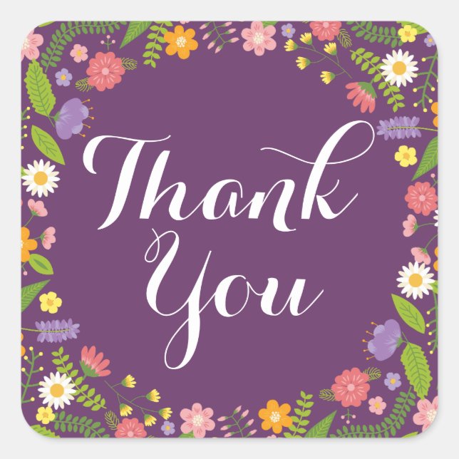 Blühende Blumengestelle Rustikale Gartenhochzeit Quadratischer Aufkleber (Vorderseite)