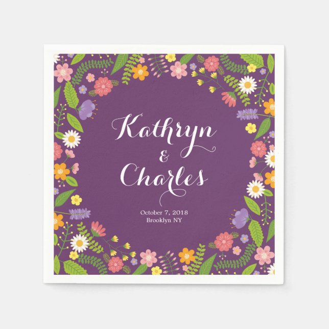 Blühende Blumengestelle Rustikale Gartenhochzeit Serviette (Vorderseite)