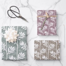 Blühende blumige Silhouette XL hängende Blumen Geschenkpapier Set