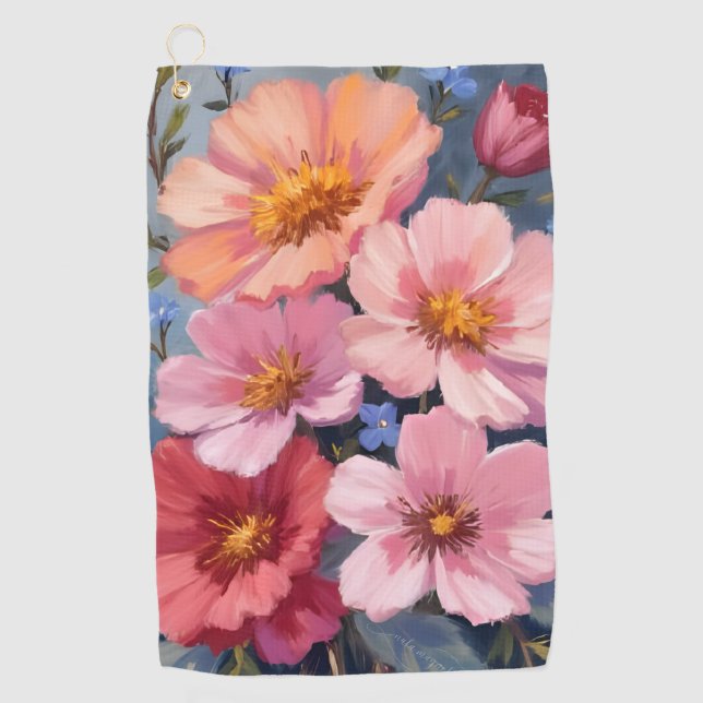 Blühende Blütenblätter | Florale Aquarellmalerei Golfhandtuch (Vorderseite)