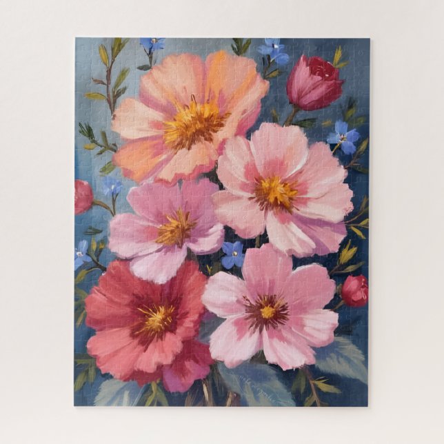 Blühende Blütenblätter | Florale Aquarellmalerei Puzzle (Vertikal)